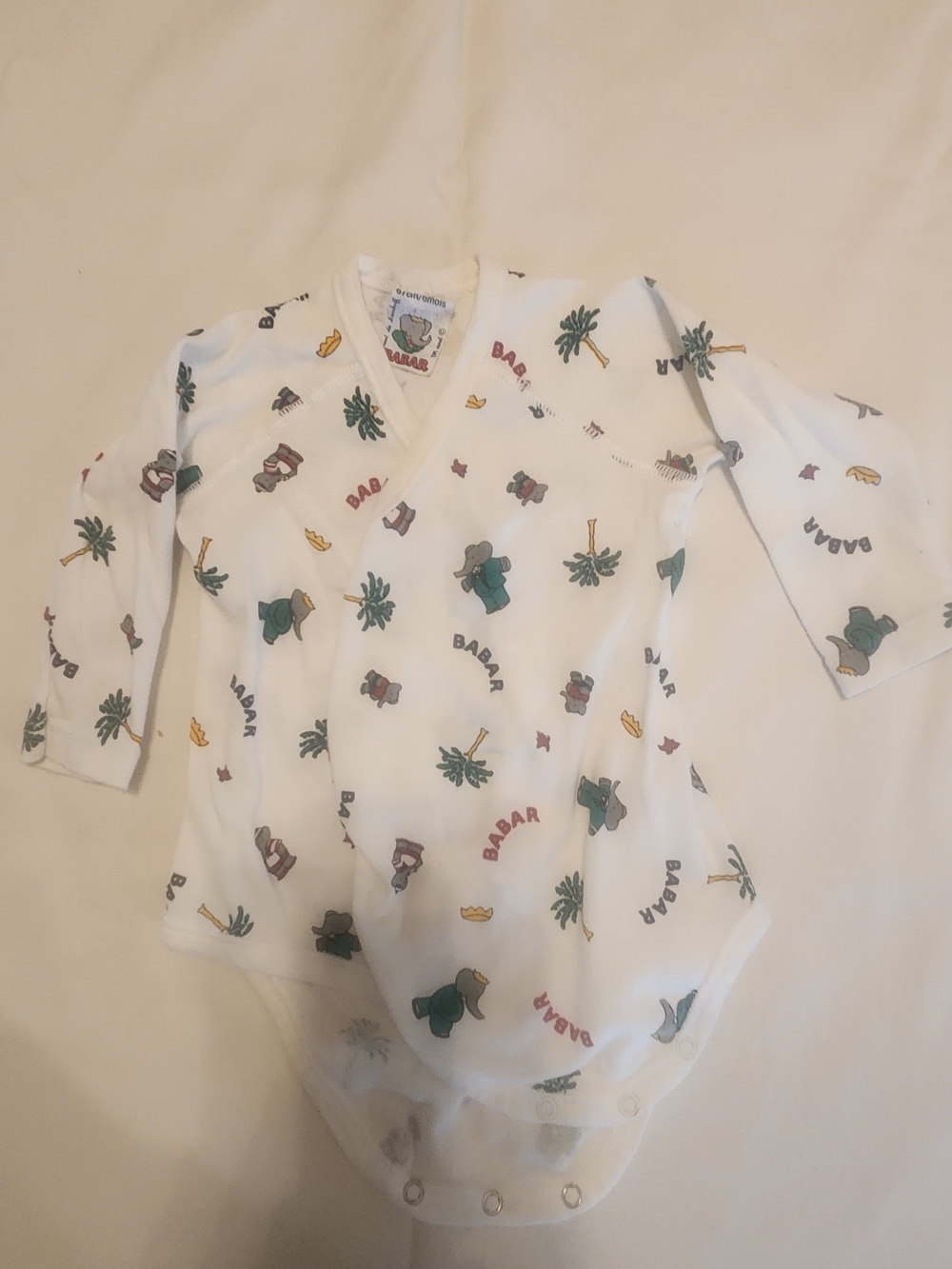 Vintage Babar Elephant - Absorba Brand  Long-Sleeve Onesie
